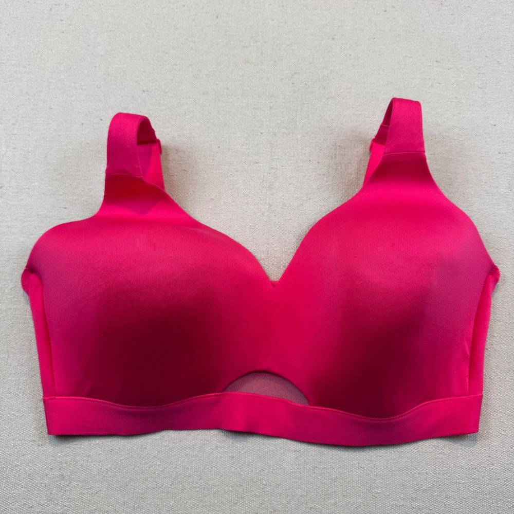 Cacique 40DDD Wire-Free Bra Womens Hot Pink Full Coverage Mesh Cutout
